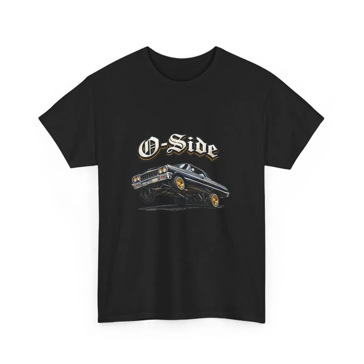 O-Side lowrider printed on a T-shirt