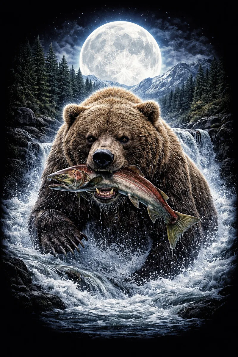 Bear catching fish