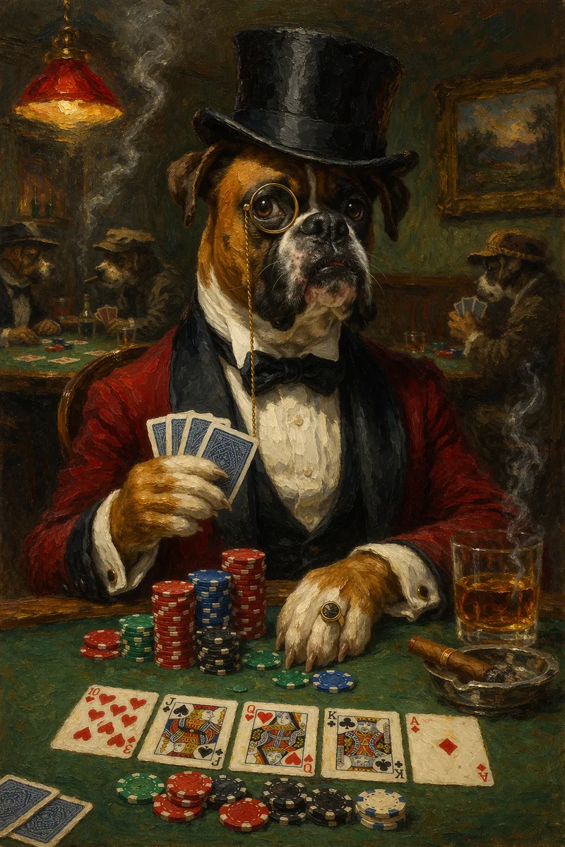 Poker playing dog
